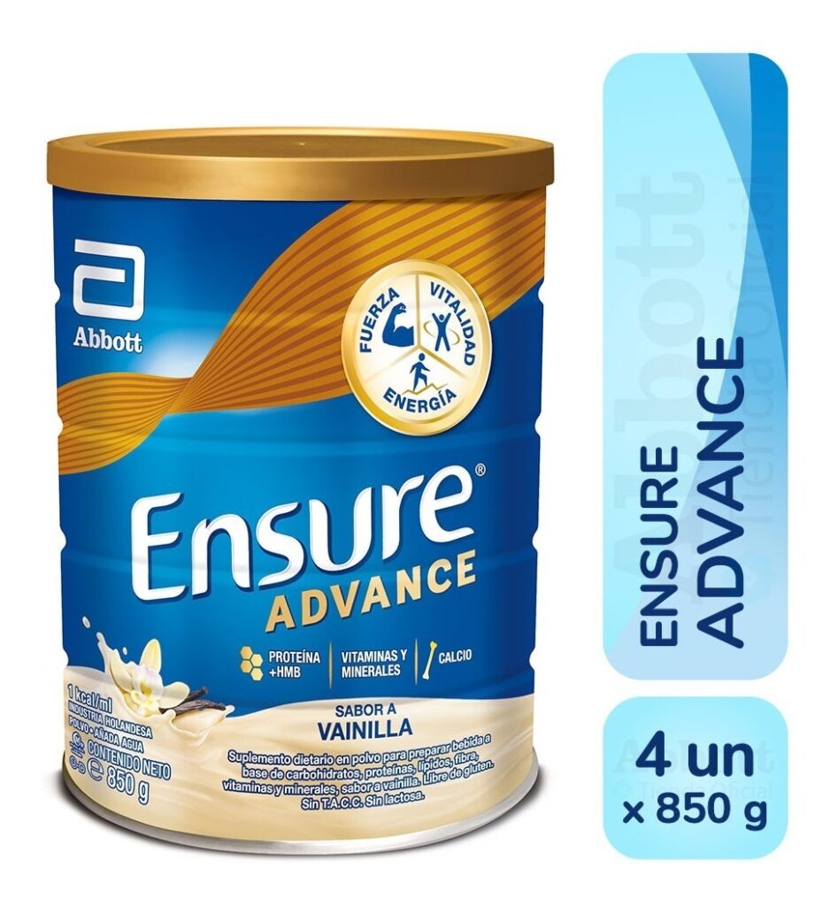 4 Pack Ensure Advance 850g/29.98 oz - Vanilla Flavour, Gluten & Lactose Free, 8.6g Proteins, 28 Vitamins & Minerals